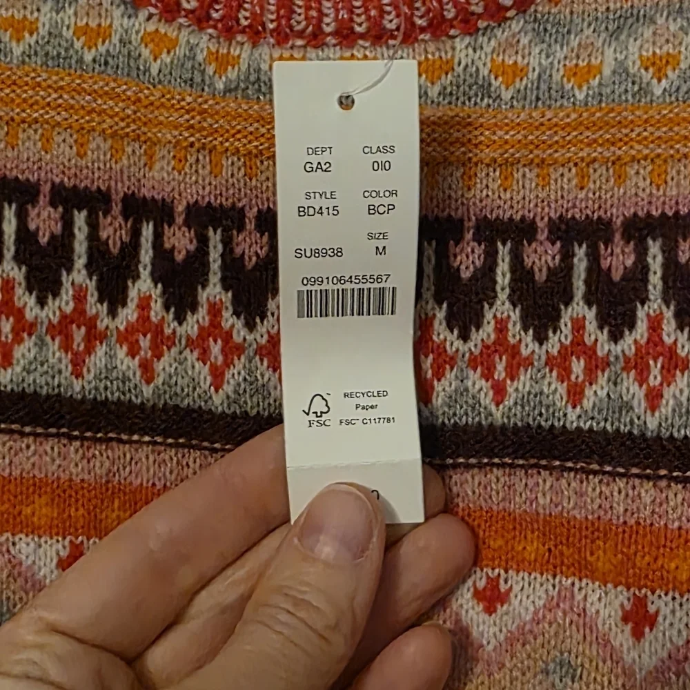 J. Crew Fair Isle Cropped Crewneck Sweater in Bright Cerise Peony - Picture 3 of 5